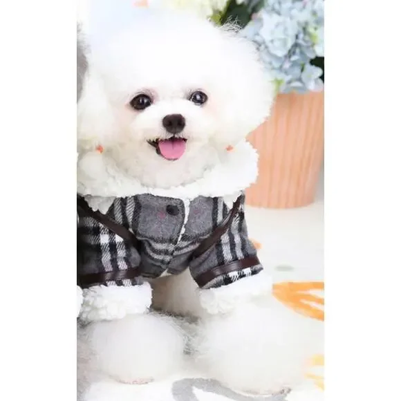 Warm Dog Clothes for Small Dog or Cat Coats Jacket Pet Sweater Grey, X-Small New - Picture 2 of 14
